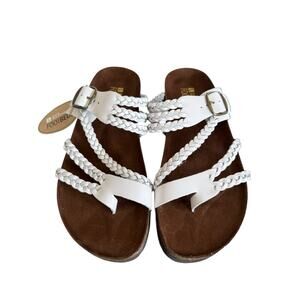 White Mountain Footbeds Braided Strappy Sandals White Comfort Footbed Size 9-9.5